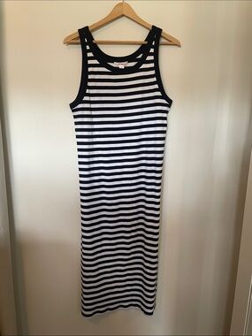 Women’s Navy & White Striped Tank Maxi Dress Size L